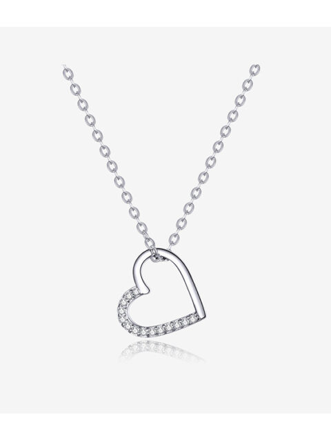 s925 Sterling Silver Hollow Heart-Shaped Necklace